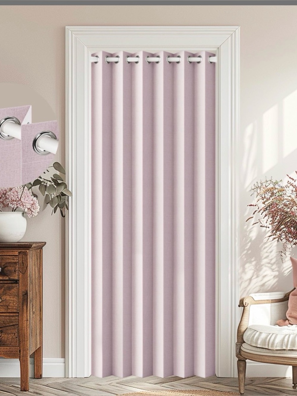 HMYI 100% Blackout Door Curtains For Closets Without Doors Magnetic Accordon Doo